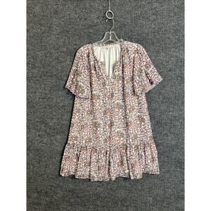 Loft Womens Dress Size Small Petite Floral Boho Short Sleeve Preppy Lined Office